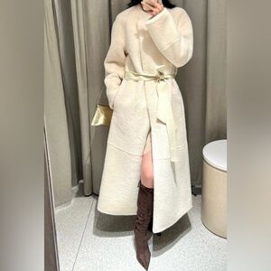 Zara Faux Fur Cream Long Coat